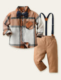 Bow Tie Gentleman Plaid Shirt Party Set - Bebehanna