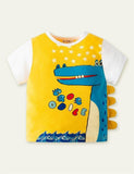 Boy Cartoon Crocodile Fake Two Pieces T-shirt - Bebehanna