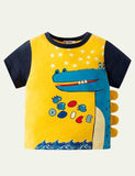 Boy Cartoon Crocodile Fake Two Pieces T-shirt - Bebehanna