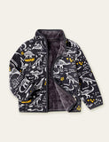 Cartoon Dinosaur Pattern Printed Polar Fleece Zipper Jacket - Bebehanna