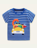 Cartoon Dinosaur Striped T-shirt - Bebehanna