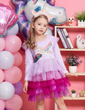 Cartoon-gesticktes Einhorn-Mesh-Partykleid