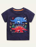 Cartoon Patch Dinosaur T-skjorte