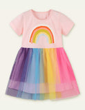 Vestido de malha arco-íris de desenho animado
