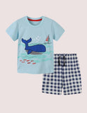 Cartoon Whale Plaid Set