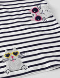 Cats Appliqué Striped Dress - Bebehanna