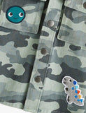 Dinosaur Camouflage Button Design Hooded Jacket - Bebehanna