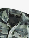 Dinosaur Camouflage Button Design Hooded Jacket - Bebehanna