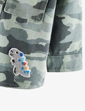 Dinosaur Camouflage Button Design Hooded Jacket - Bebehanna