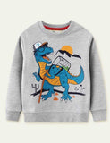 Langarm-Sweatshirt mit Dinosaurier-Blumendruck