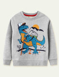 Sweat-shirt à manches longues et imprimé floral dinosaure