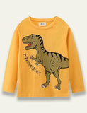 Langermet t-skjorte med dinosaurtrykk