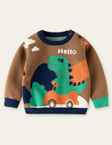 Driving Dinosaur Pattern Sweater - Bebehanna