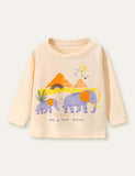 Elephant and Baby Elephant Printed Long-Sleeved T-shirt - Bebehanna