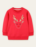 Elk Appliqué Embroidered Sweatshirt - Bebehanna