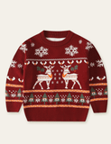 Elk Printed Long Sleeve Sweater - Bebehanna