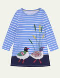 Embroidered Fun Animals Long Sleeve Dress - Bebehanna