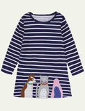 Embroidered Fun Animals Long Sleeve Dress - Bebehanna