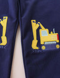 Excavator Cartoon Embroidered Sweatpants - Bebehanna