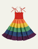 Vestido família combinando com alça arco-íris