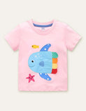 Fish Unicorn Appliqué T-shirt