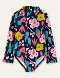 Floral Printed Long Sleeve Swimsuit