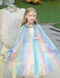 Frozen Princess Elsa Mesh Sequins Party Cape