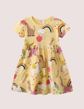 Full Printed Rainbow Dinosaur Dress - Bebehanna