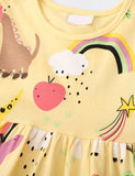 Full Printed Rainbow Dinosaur Dress - Bebehanna