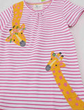 Giraffe appliqué Princess Short Sleeve Dress - Bebehanna