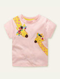 T-shirt met giraffeapplicatie