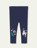 Girls' Unicorn Embroidered Cotton Leggings - Bebehanna