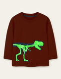 Glowing Dinosaur Printed Long Sleeve T-shirt - Bebehanna