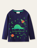 Glühende Dinosaurier Rakéit gedréckt Long Sleeve T-Shirt