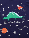 Glowing Dinosaur Rocket Printed Long Sleeve T-shirt - Bebehanna