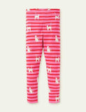 Glowing Kitten Print Striped Leggings - Bebehanna