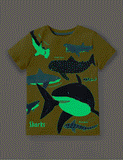 Glowing Shark Pattern T-shirt - Bebehanna