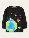 Glowing Space Astronaut Printed Long Sleeve T-shirt - Bebehanna