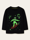 Glowing Space Astronaut Printed Long Sleeve T-shirt - Bebehanna