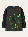 Glowing Space Astronaut Printed Long Sleeve T-shirt - Bebehanna