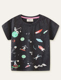 Glowing Space World Printed T-shirt - Bebehanna