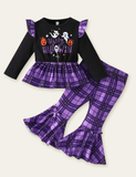 Halloween Plaid Bell-Bottom Pants Set - Bebehanna