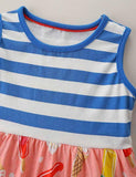 Ice-cream Print Striped Sleeveless Dress - Bebehanna