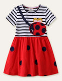 Ladybug Appliqué stripete kjole