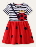 Robe rayée à appliqué coccinelle