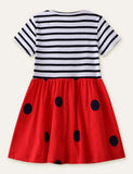 Ladybug Appliqué Striped Dress - Bebehanna