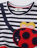 Ladybug Appliqué Striped Dress - Bebehanna