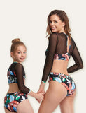 Leaves Printed Mesh Family Matching Swimsuit - Bebehanna