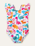 Leopard Print Dinosaur Mermaid Printed Swimsuit - Bebehanna