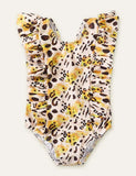 Leopard Print Dinosaur Mermaid Printed Swimsuit - Bebehanna